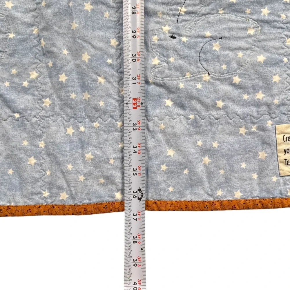 Tender Loving Quilters Handmade Baby Quilt Bunny Rabbit Stars Brown Yellow 25x36